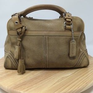 Coach Tan Leather Suede Small Duffle Purse